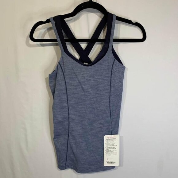 lululemon athletica Tops - LULULEMON “run for the gold” tank. Built in bra. Size 4. New with tags. Blue.